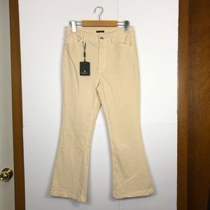 NWT Massimo Dutti Beige Cotton Flare Pants Sz 4